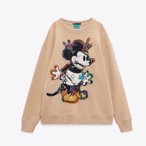 Womens Zara Oversized Mickey Mouse Sweatshirt Small